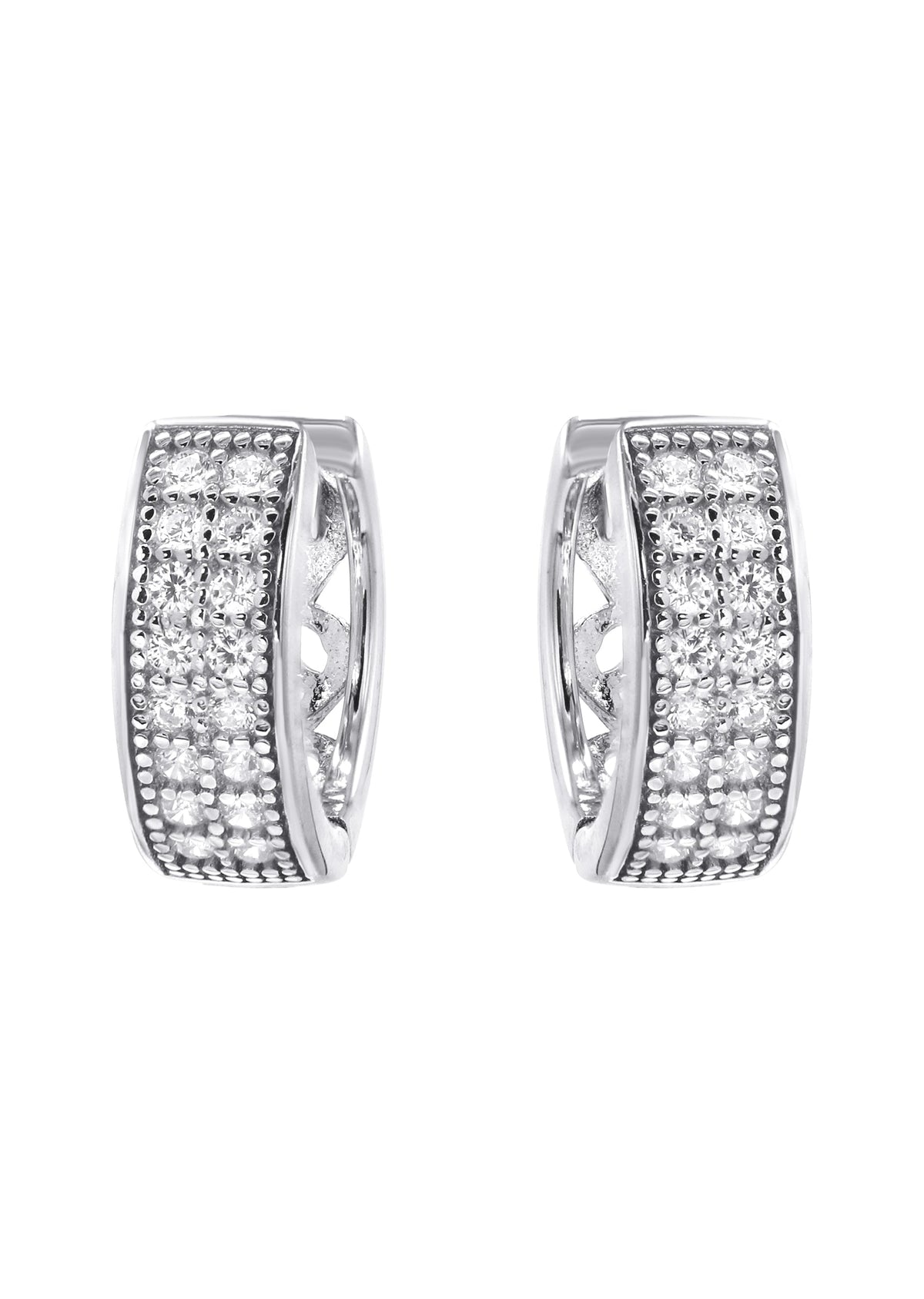 Mens Jewelry - Silver Iced Out VVS Hoop Earrings for Men | Appx. 2.6 Grams