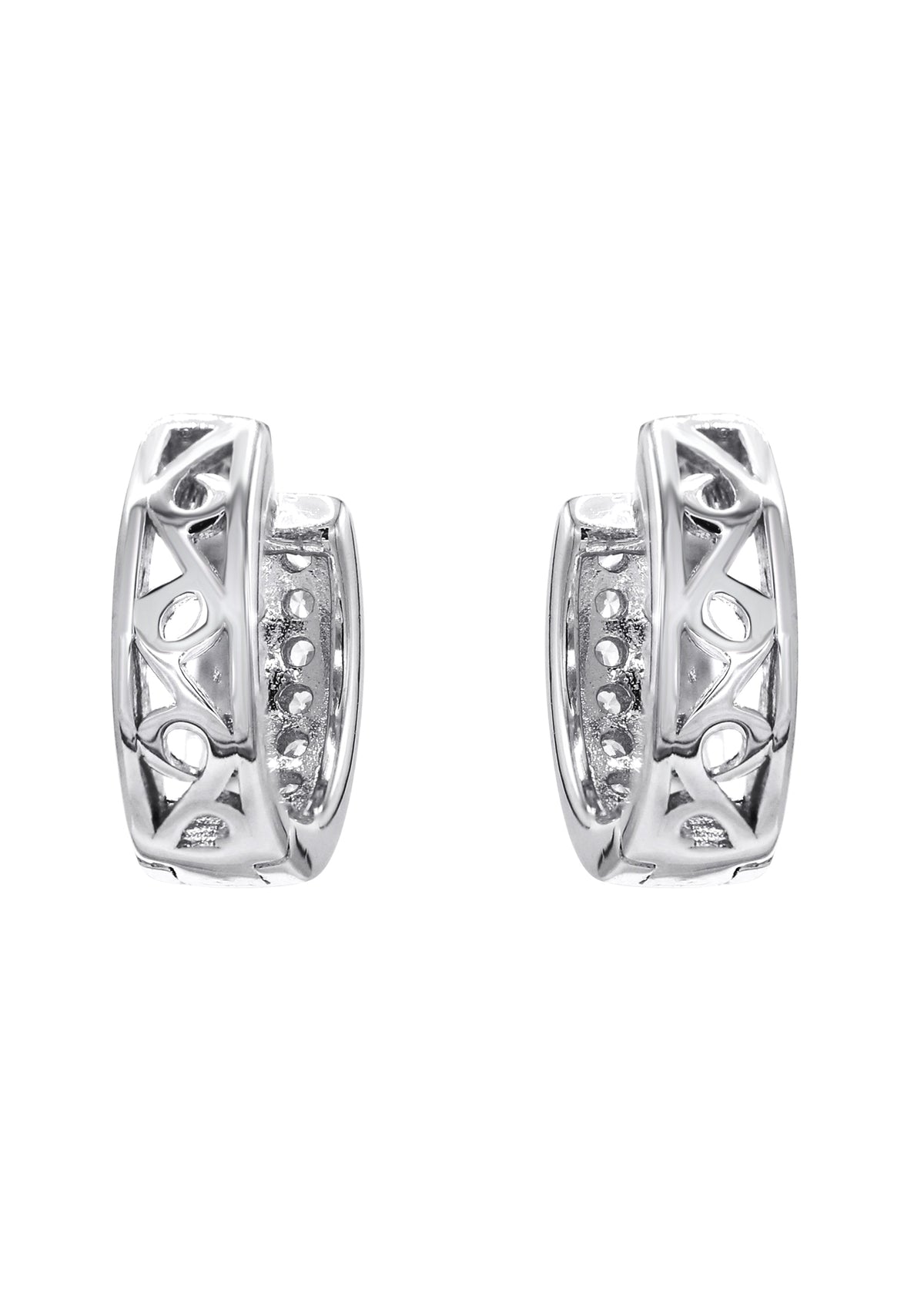 Mens Jewelry - Silver Iced Out VVS Hoop Earrings for Men | Appx. 2.6 Grams