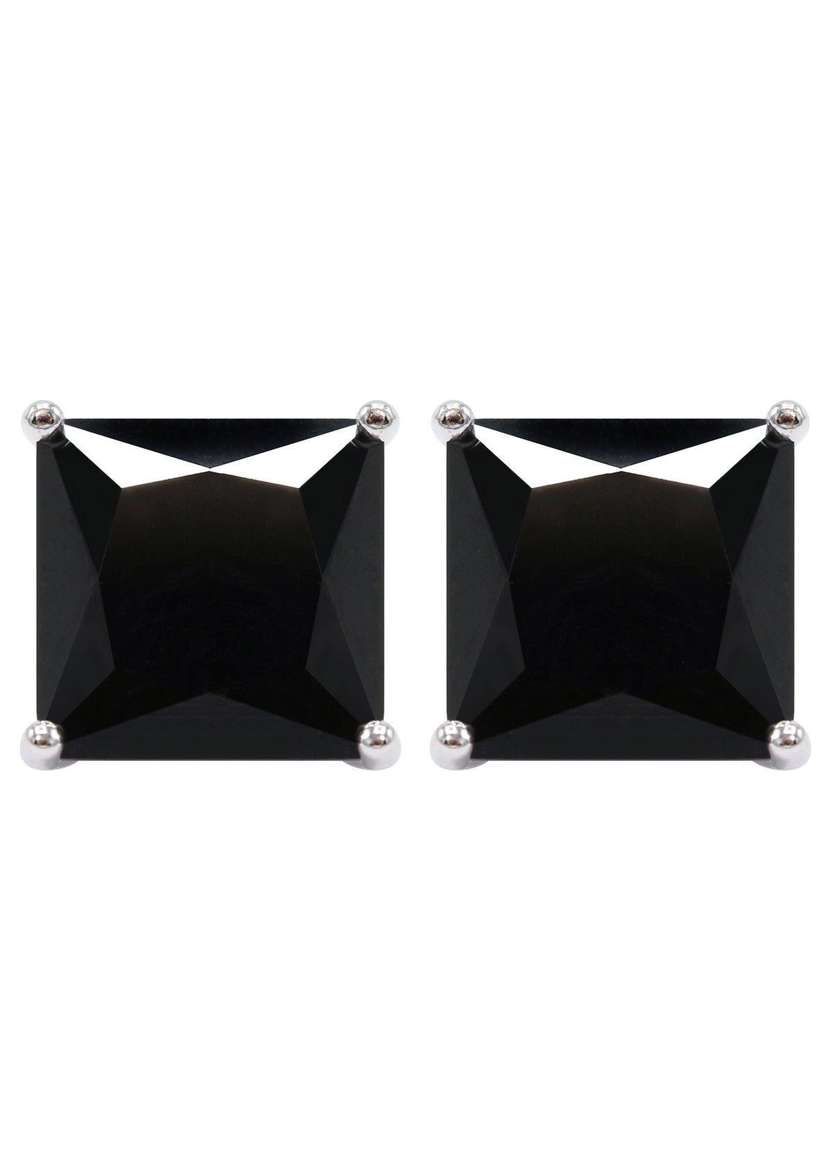 Mens Jewelry - Silver Square Black Iced Out VVS Stud Earrings for Men | Appx. 2.5 Grams