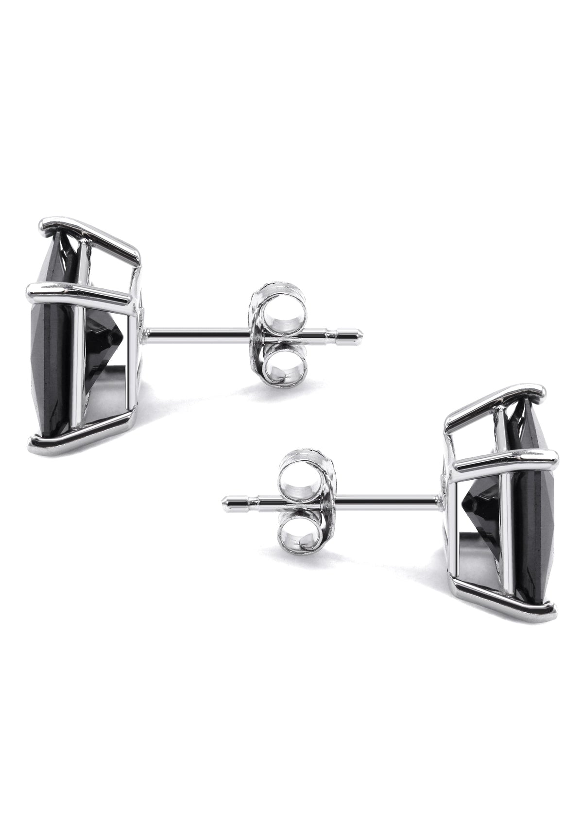 Mens Jewelry - Silver Square Black Iced Out VVS Stud Earrings for Men | Appx. 2.5 Grams