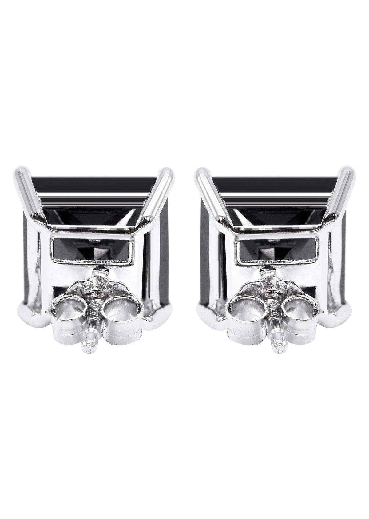 Mens Jewelry - Silver Square Black Iced Out VVS Stud Earrings for Men | Appx. 2.5 Grams