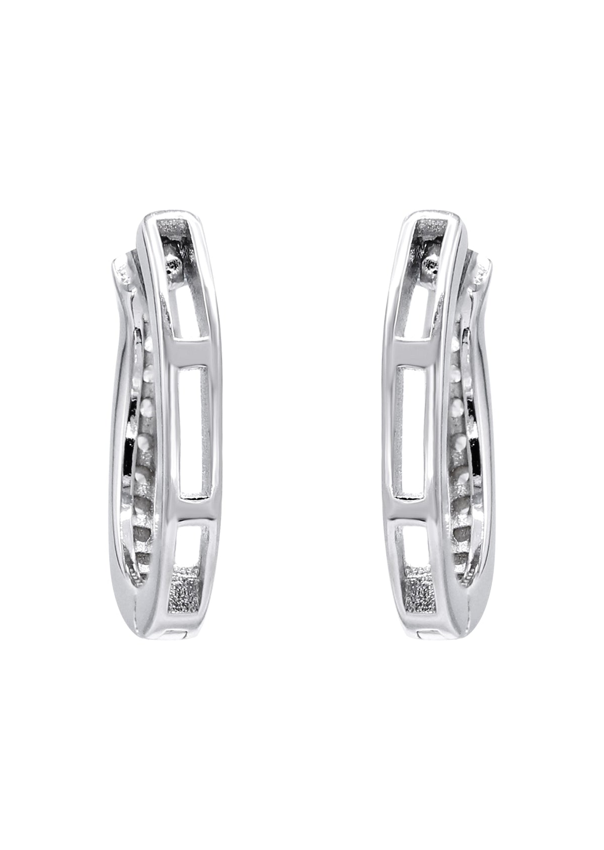 Mens Jewelry - Silver Round Iced Out VVS Stud Earrings for Men | Appx. 1.5 Grams