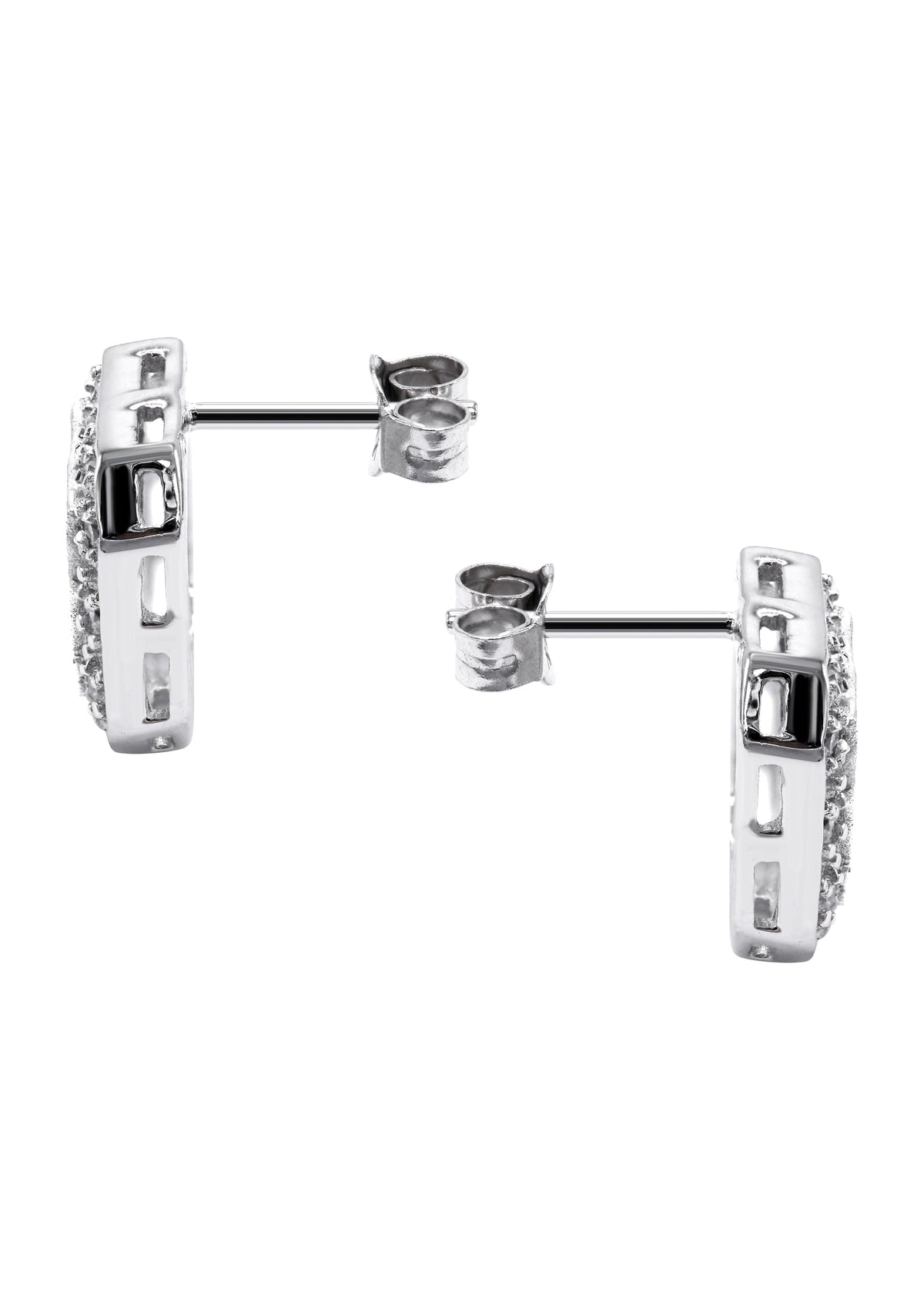 Mens Jewelry - Silver Square Halo Iced Out VVS Stud Earrings for Men | Appx. 5 Grams