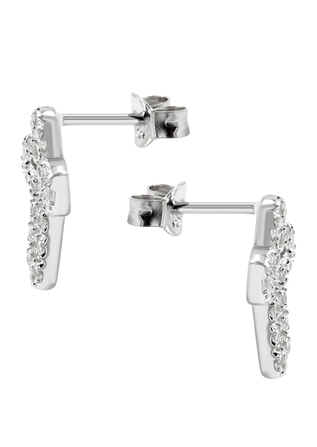Mens Jewelry - Silver Open Cross Iced Out VVS Stud Earrings for Men | Appx. 2 Grams