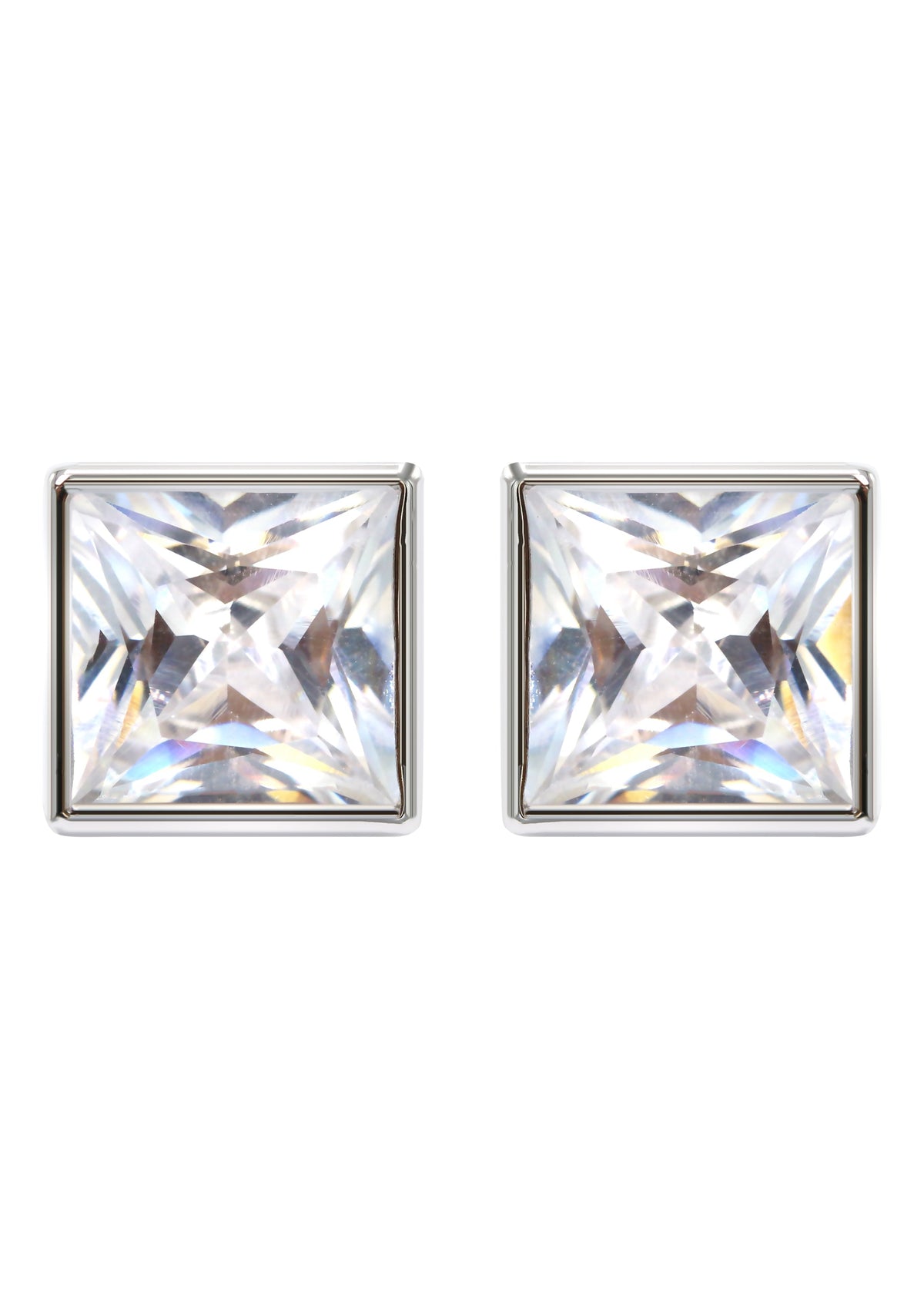 Mens Jewelry - Silver Iced Out VVS Stud Earrings for Men | Appx. 5.4 Grams