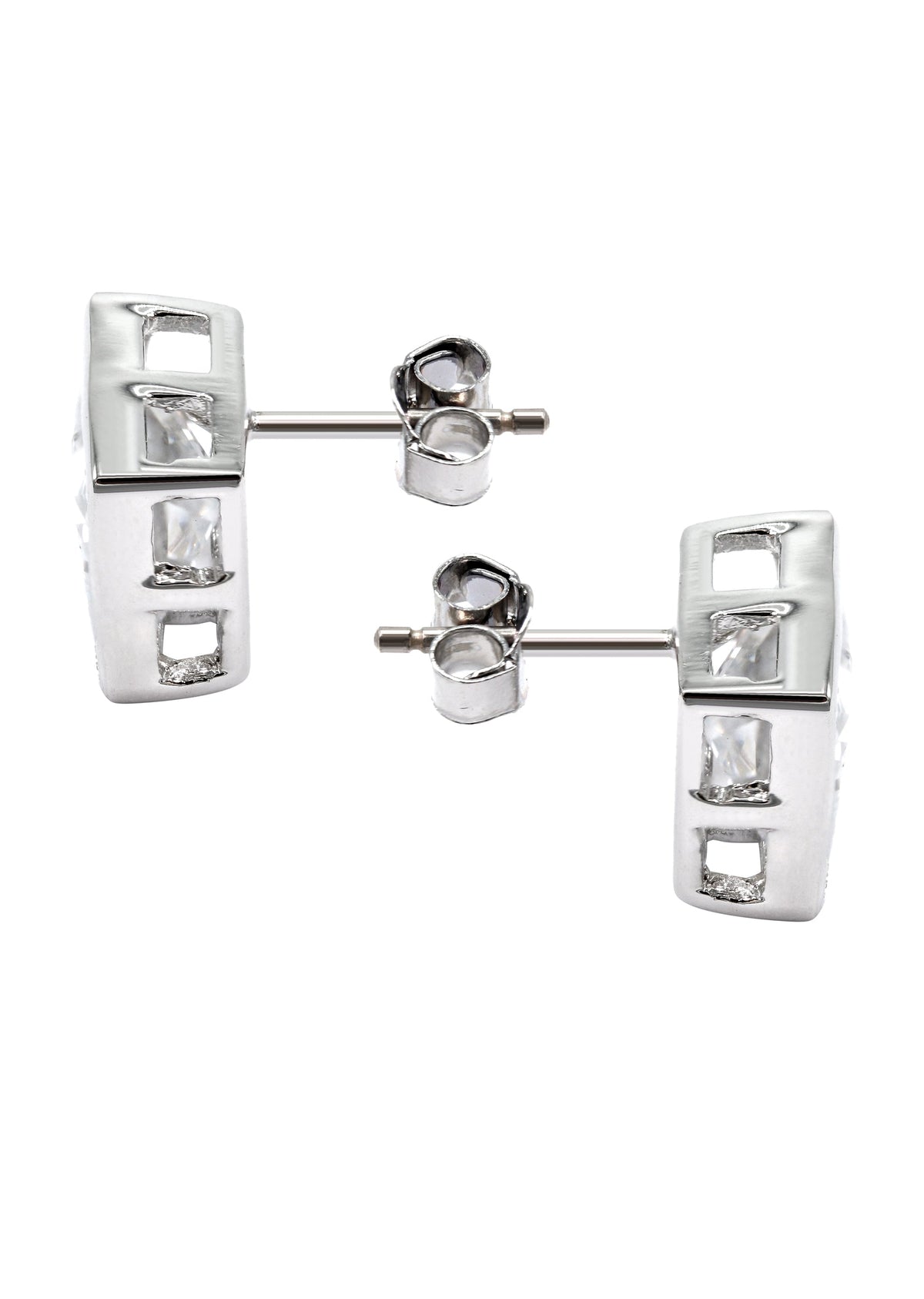 Mens Jewelry - Silver Iced Out VVS Stud Earrings for Men | Appx. 5.4 Grams