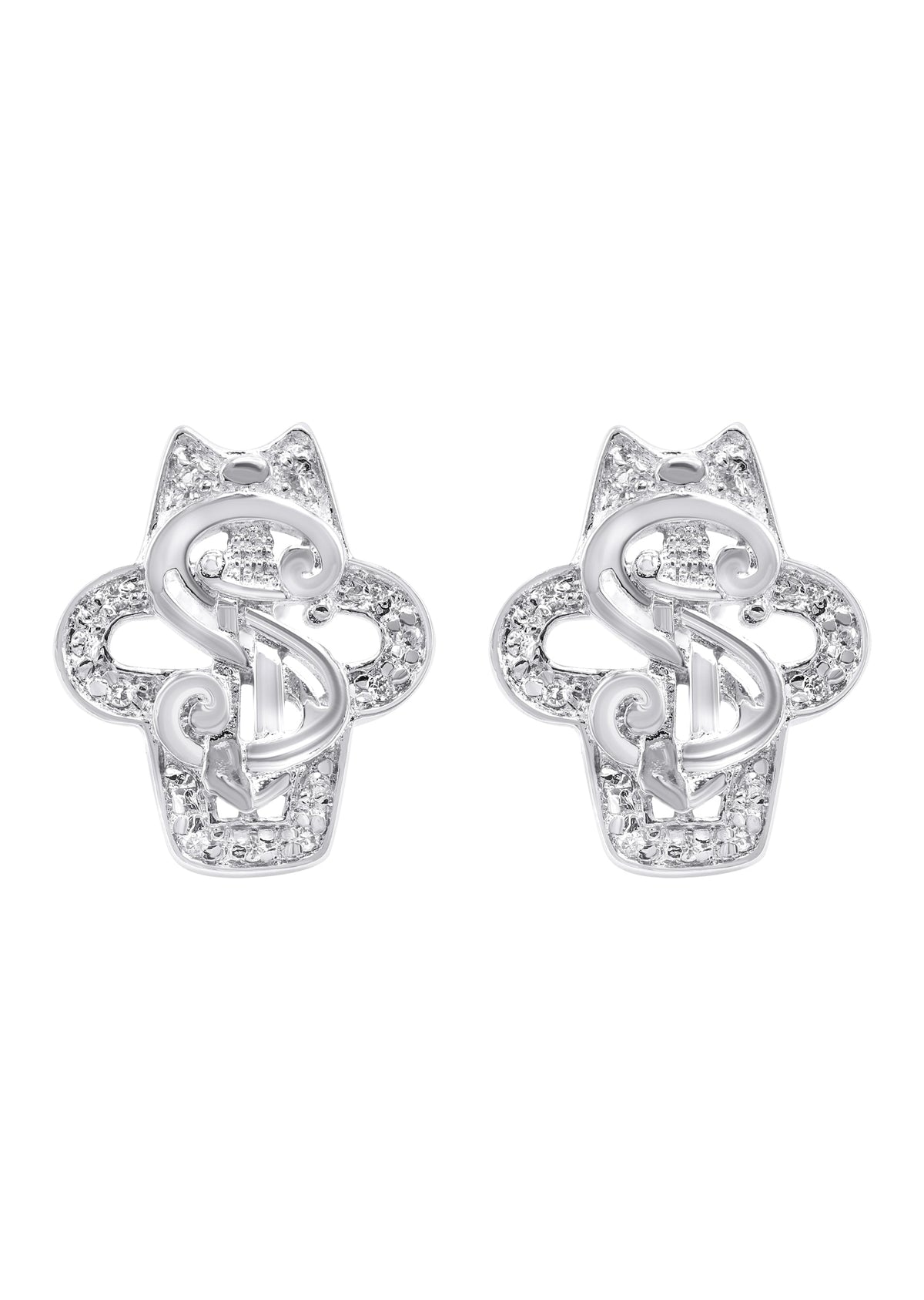 Mens Jewelry - Silver Dollar Sign Iced Out VVS Stud Earrings for Men | Appx. 5.6 Grams