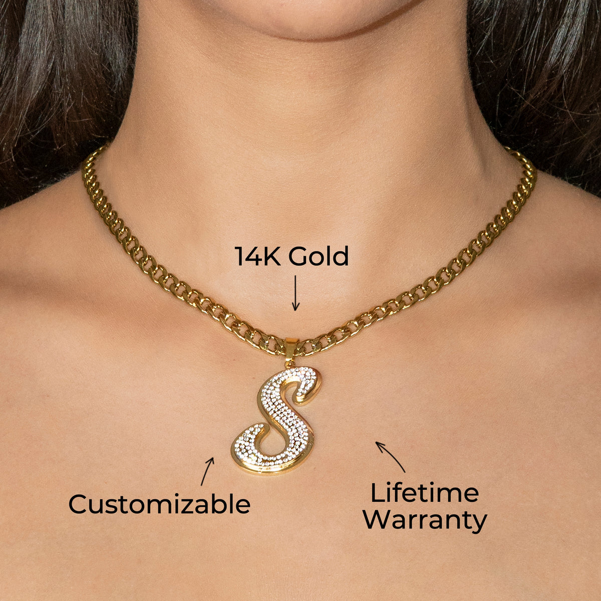 Women Jewelry - Initial Iced Out VVS Necklace | Style # 47