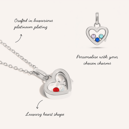 Floating Charm Heart Locket Necklace (Silver)