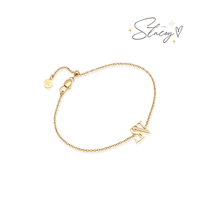 Double Initial Crystal Bracelet (Gold)