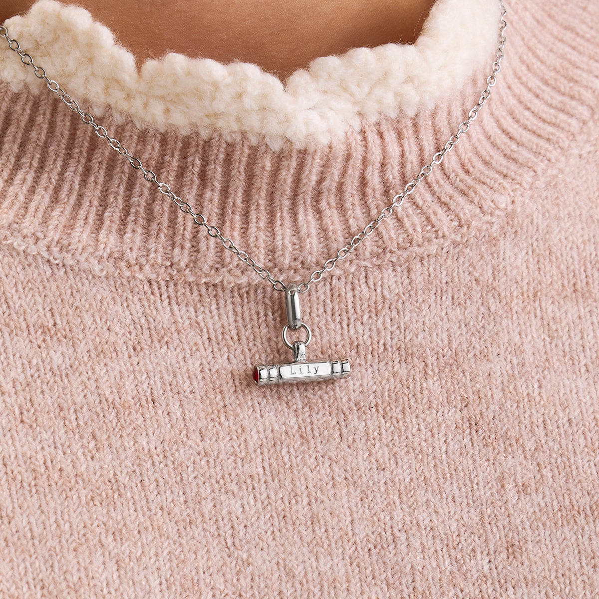 Mini & Me T-Bar Necklace Set (Silver)