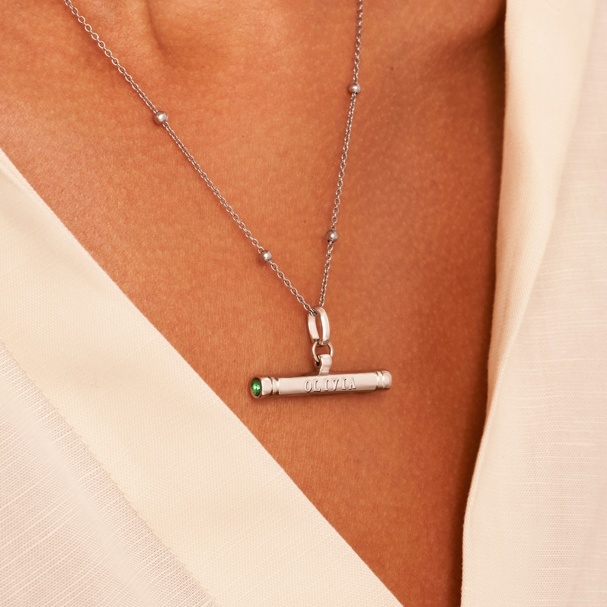 Mini & Me T-Bar Necklace Set (Silver)