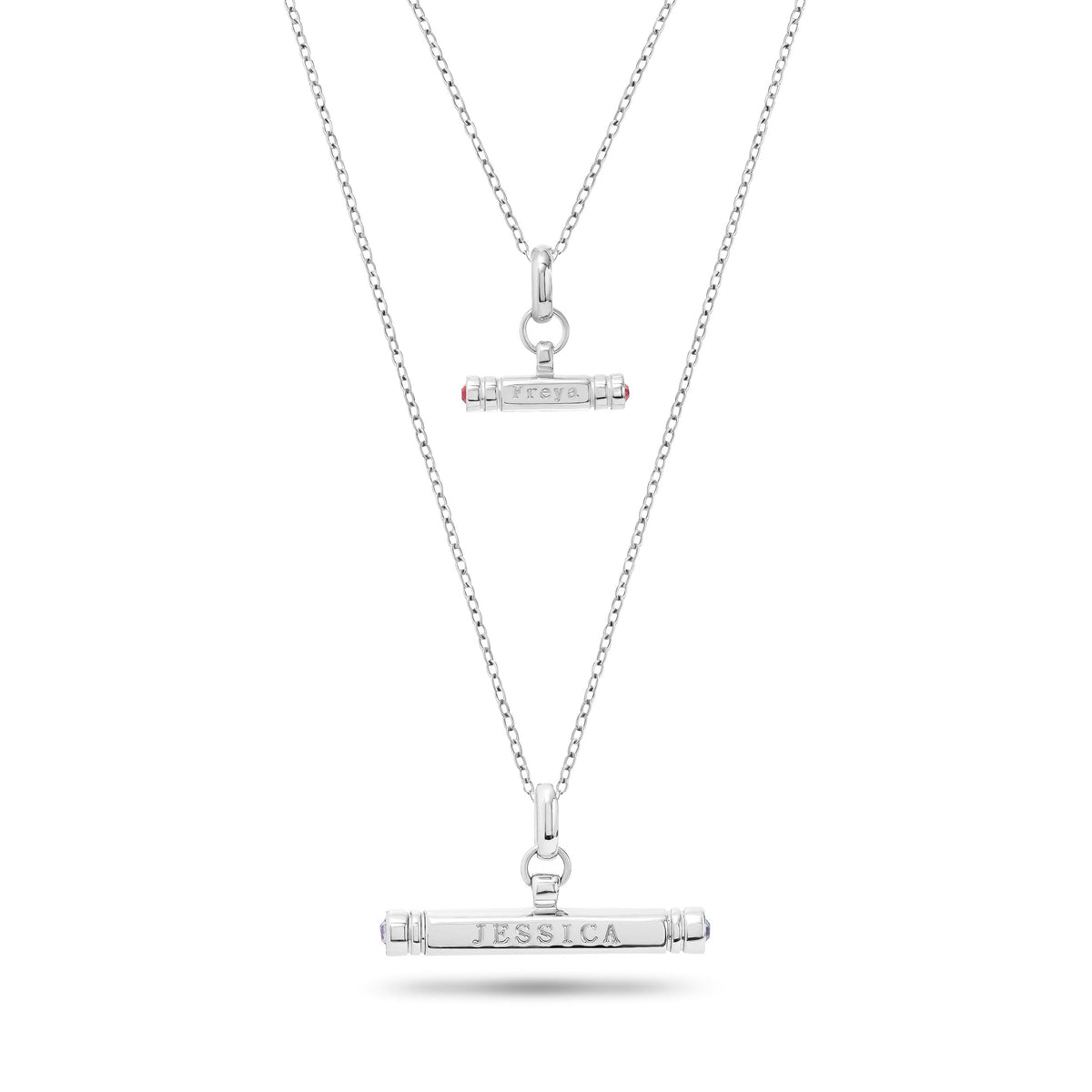 Mini & Me T-Bar Necklace Set (Silver)