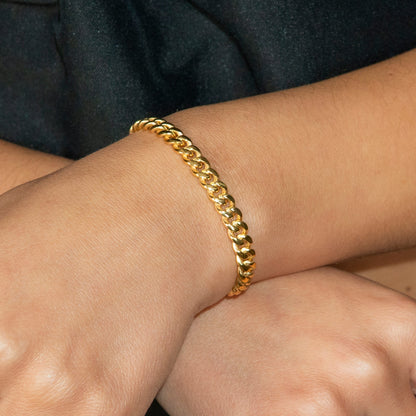 Gold Jewelry - Womens 14K Gold Solid Miami Cuban Link Bracelet