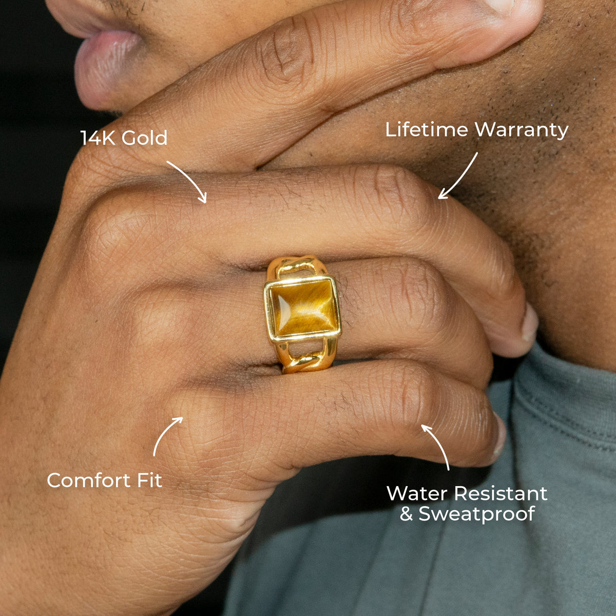 Mens Jewelry - Tiger Claw Gold Pinky Ring | 10 Grams