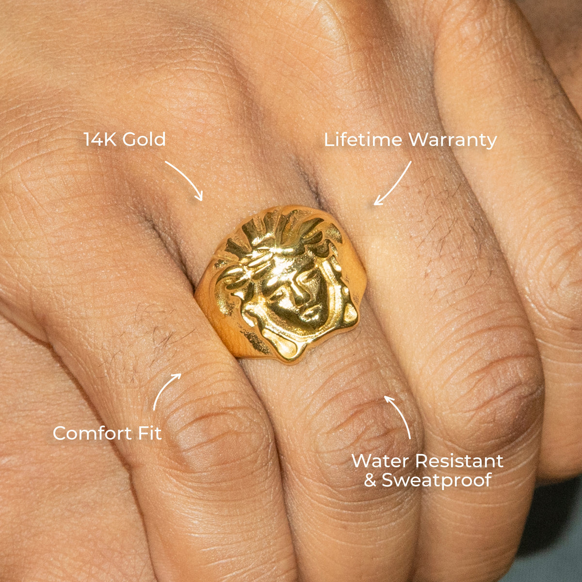 Mens Jewelry - Medusa Gold Pinky Ring | 12 Grams
