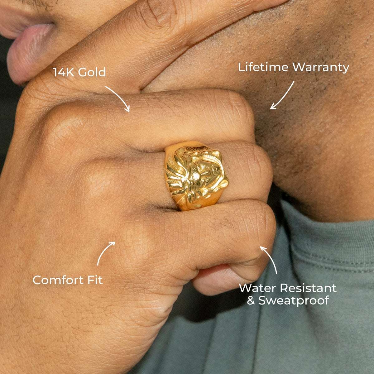 Mens Jewelry - Medusa Gold Pinky Ring | 12 Grams