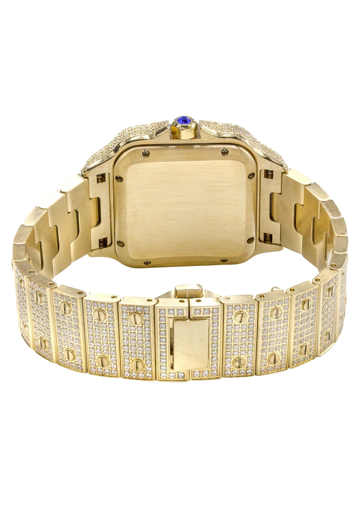 Mens Watch - Iced Out VVS Square Shape Roman Dial | Gold Stainless Steel Bust Down Watch