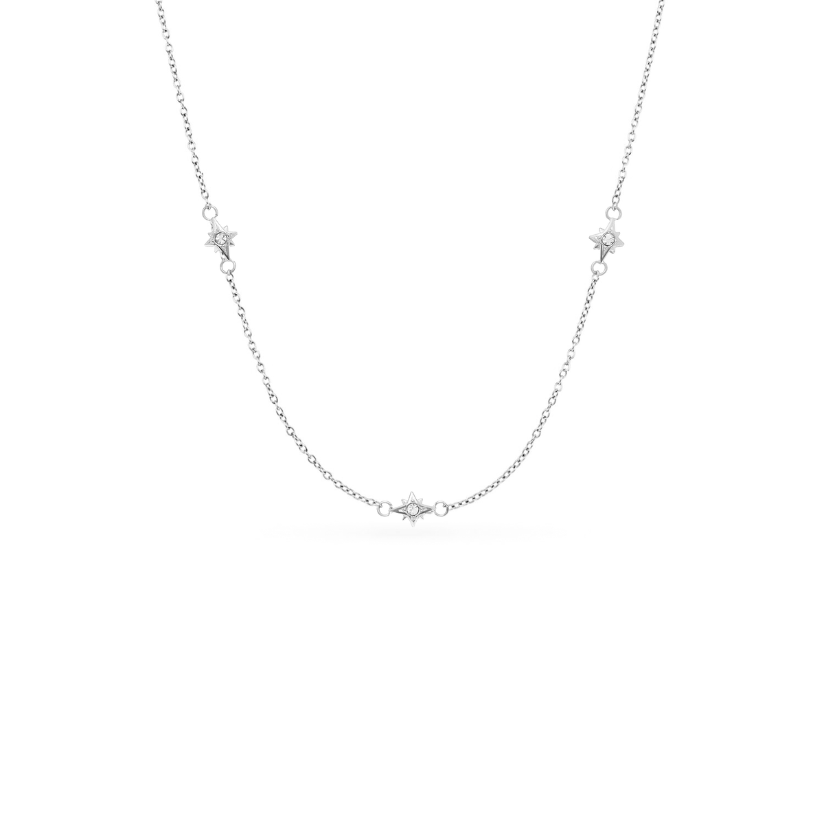 Fingerprint Moon & Star Tag Necklace (Silver)