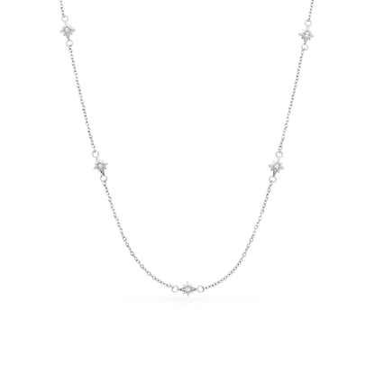 Fingerprint Moon & Star Tag Necklace (Silver)