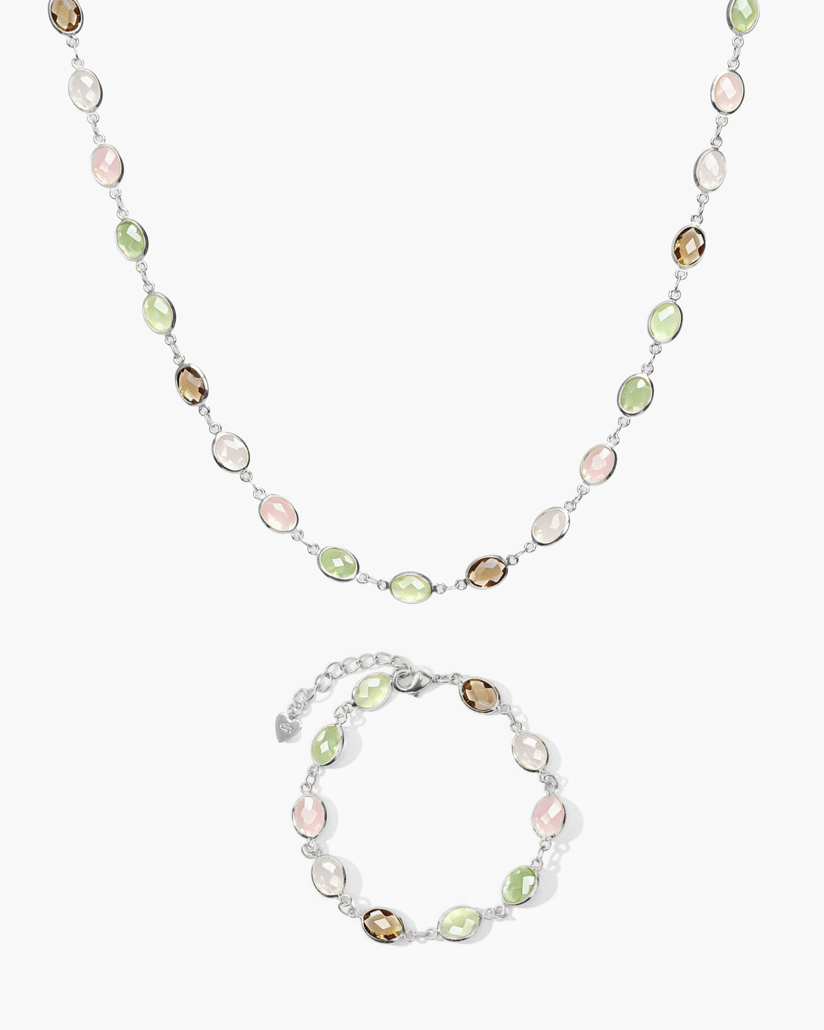 Whimsical Romance Stone Necklace and Bracelet Set