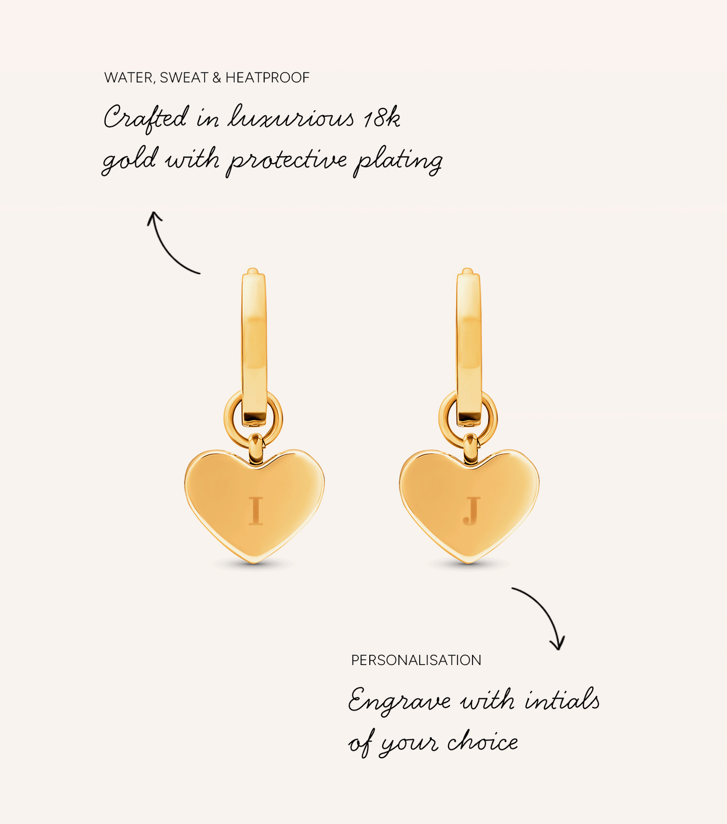 Mother of Pearl Heart Huggie Earrings (Gold)