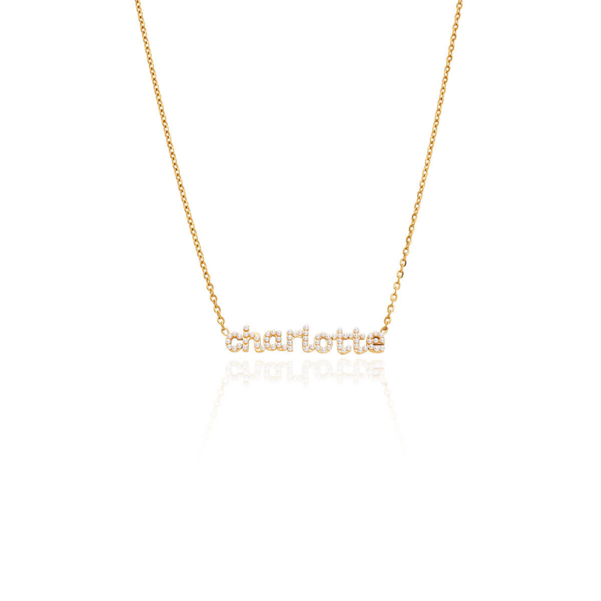 Mini Pearl Name Necklace (Gold)
