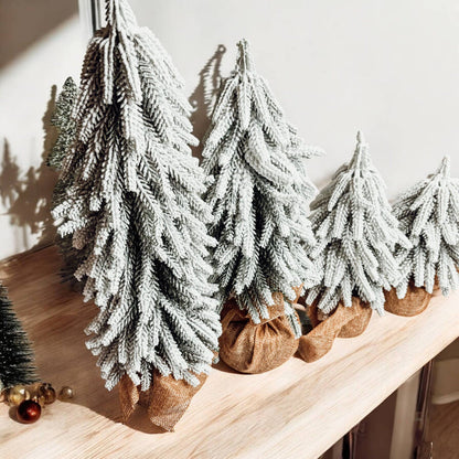 Artificial Christmas Tree for Table or Mantle with Snow Cute: 15.75"