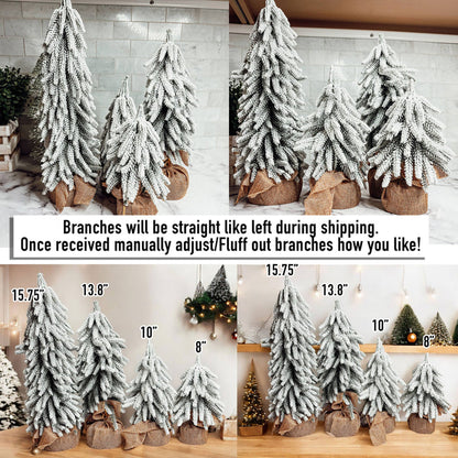 Artificial Christmas Tree for Table or Mantle with Snow Cute: 15.75"
