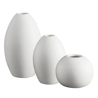 Bisque White Matte Vase - Set of 3