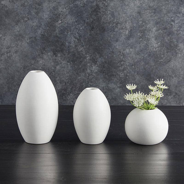 Bisque White Matte Vase - Set of 3