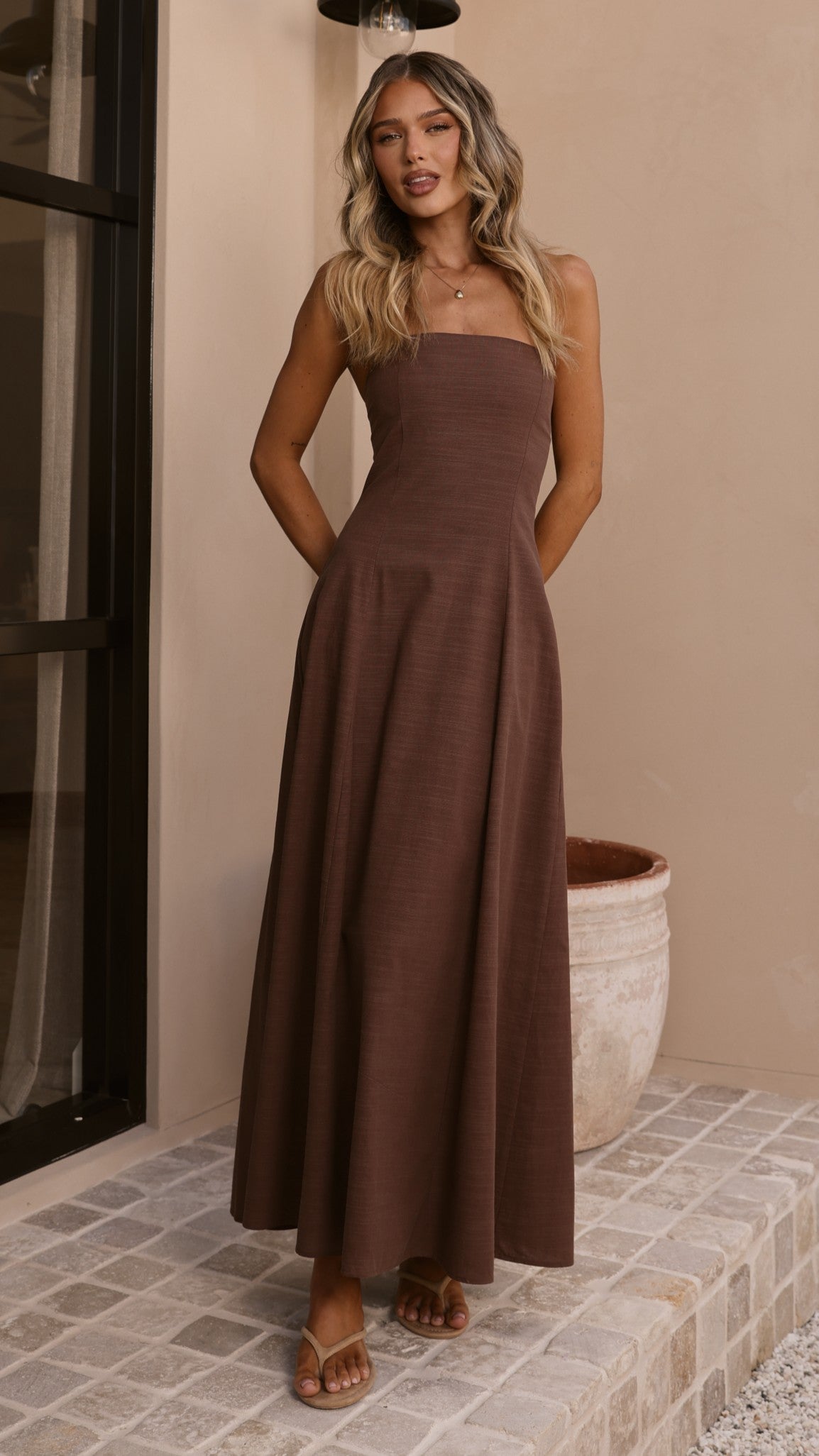 Astrid Strapless Maxi Dress - Chocolate