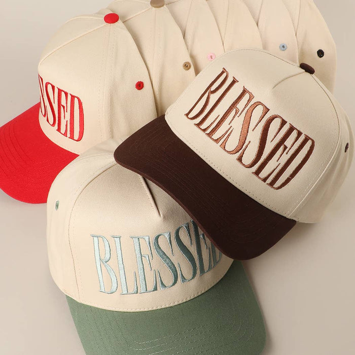 BLESSED Lettering Embroidery Baseball Cap