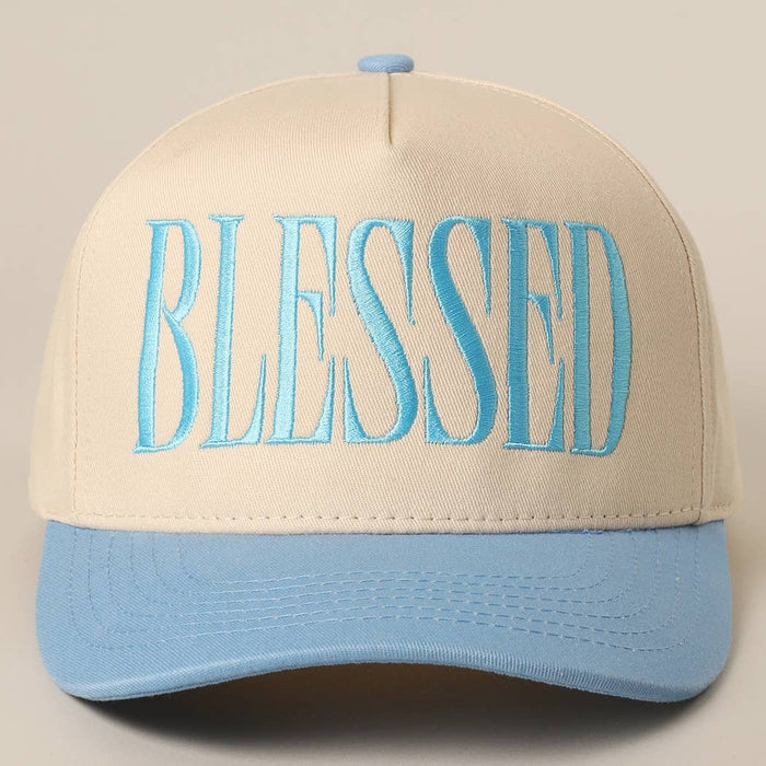 BLESSED Lettering Embroidery Baseball Cap
