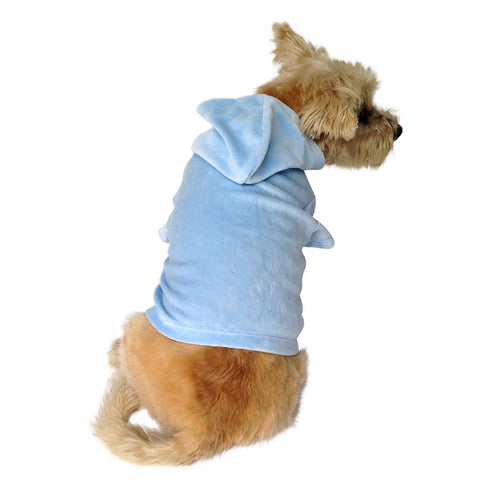 Blue Velour Hoodie Pullover