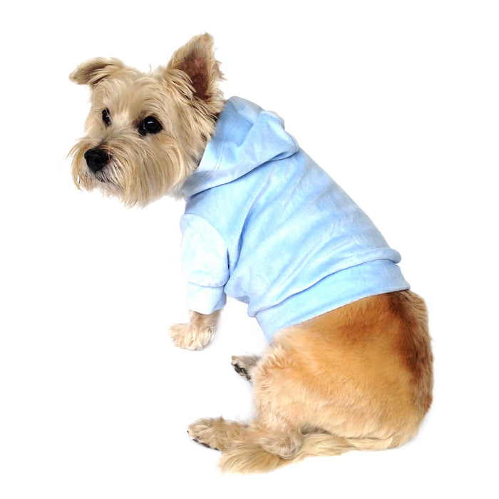 Blue Velour Hoodie Pullover
