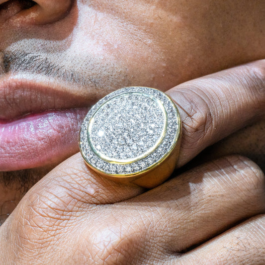 Mens Jewelry - 14K Gold Iced Out VVS Pinky Ring | 20 Grams