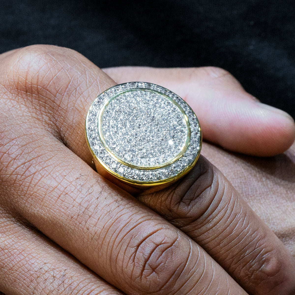 Mens Jewelry - 14K Gold Iced Out VVS Pinky Ring | 20 Grams