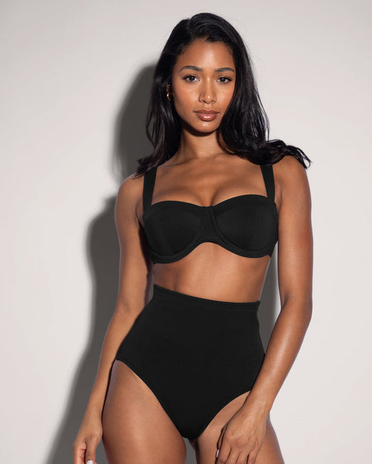 Busty shaping bra swim top in Black by TA3, view 1