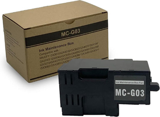 Caja de mantenimiento MC-G03 genérica compatible con Canon MAXIFY GX3010 y GX4010, con empaque