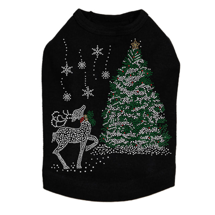 Christmas Tree with Reindeer - Dog Tank-Choose Color
