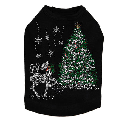 Christmas Tree with Reindeer - Dog Tank-Choose Color
