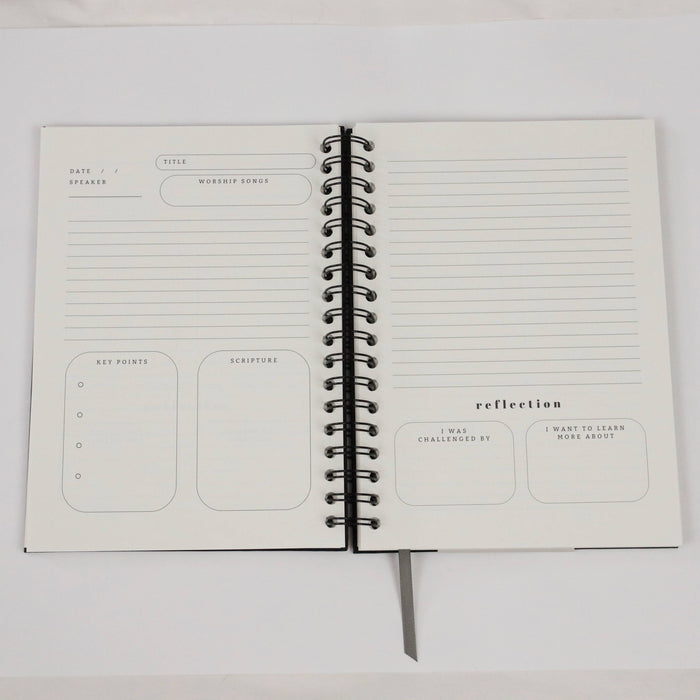 Church Notes Journal - Size Large, Black Spiral (7 x 10")