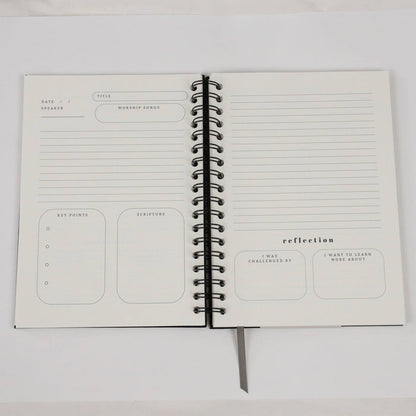 Church Notes Journal - Size Large, Black Spiral (7 x 10")