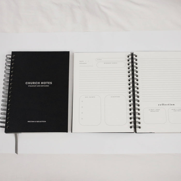 Church Notes Journal - Size Large, Black Spiral (7 x 10")