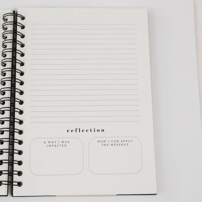 Church Notes Journal - Size Large, Black Spiral (7 x 10")