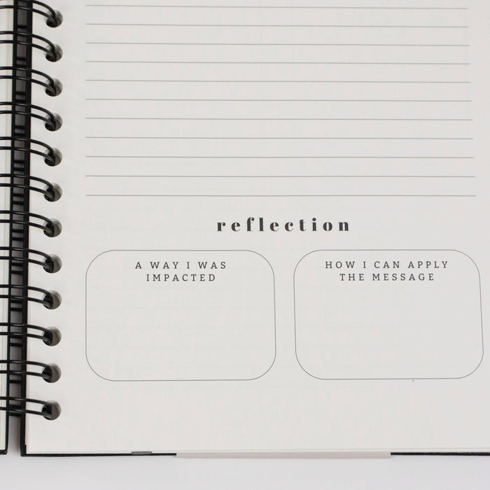 Church Notes Journal - Size Large, Black Spiral (7 x 10")