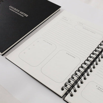 Church Notes Journal - Size Large, Black Spiral (7 x 10")