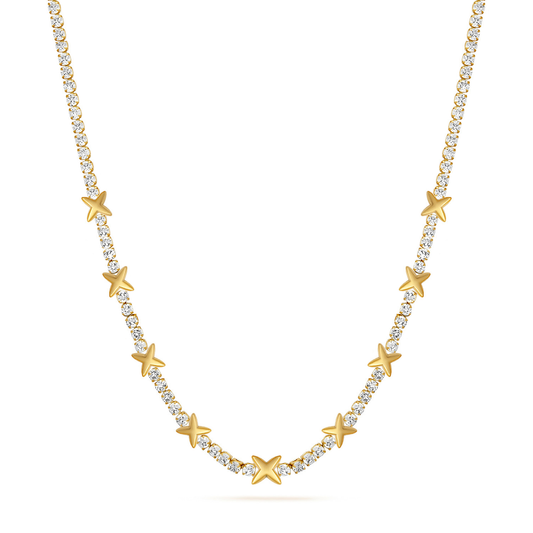 Crystal Fixed Charm Necklace (Gold)