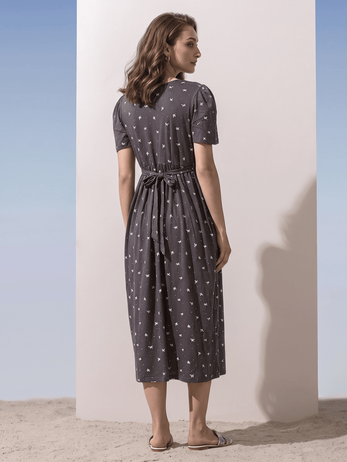 Curly blue zipless maternity feeding nighty for women